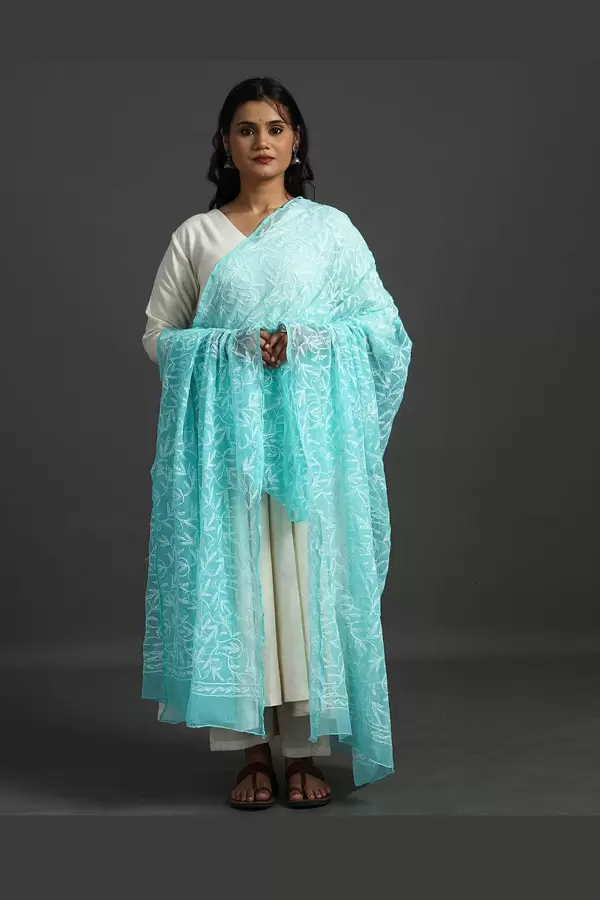 Chiffon Chikankari tepchi duppatta