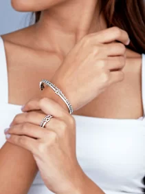 Double Layer Link Cuff Kada and Ring Set