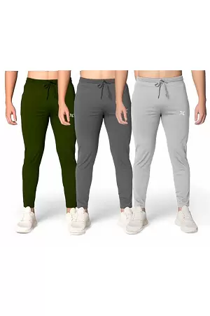 Pack of 3 Men Solid Multicolour Track Pants