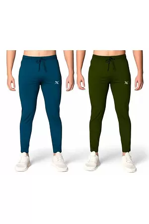 Pack of 2 Men Solid Multicolour Track Pants