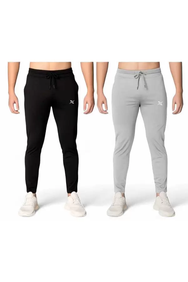 Pack of 2 Men Solid Multicolour Track Pants