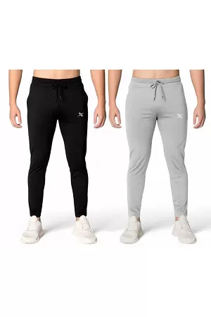 Pack of 2 Men Solid Multicolour Track Pants