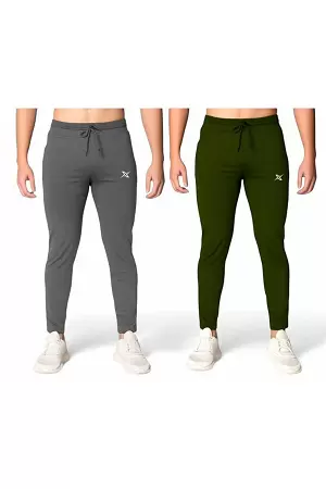 Pack of 2 Men Solid Multicolour Track Pants