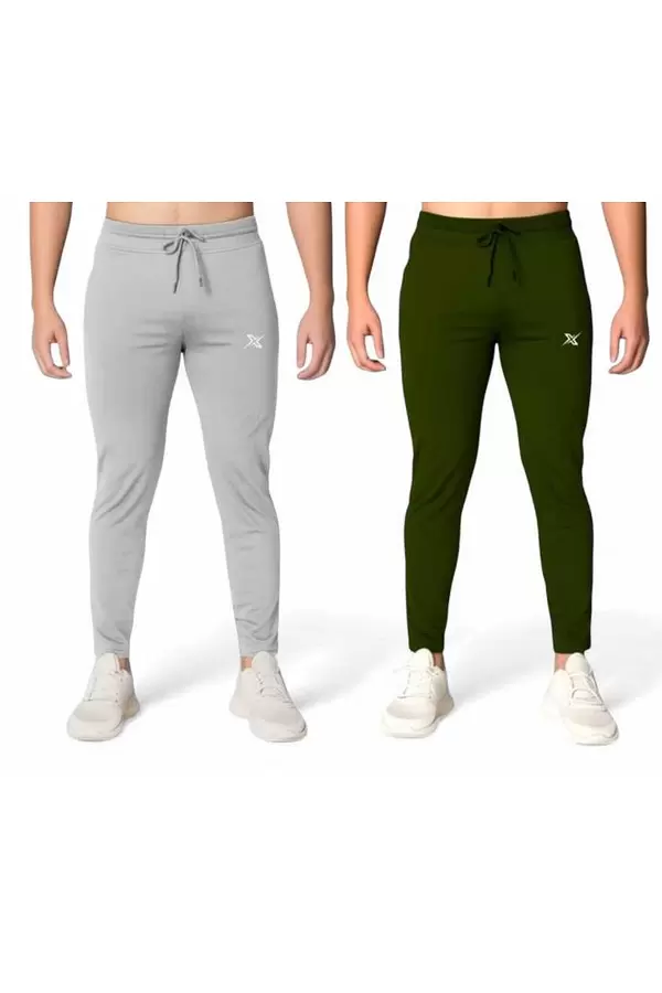 Pack of 2 Men Solid Multicolour Track Pants
