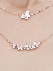 Double Layer Multi Butterfly Pendant Chain