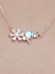 Snow Flower, Moon and Stars Pendant Chain