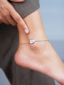 Mother of Pearl Evil Eye Single Anklet