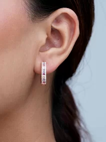 Baguette Rainbow Circle Huggie Earrings