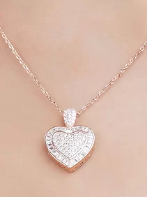 Baguette Big Heart Pendant Chain