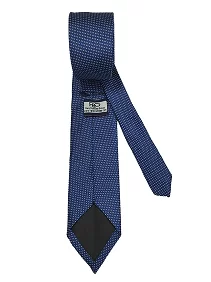 Rare Combee Men's Formal Blue Color Silk Necktie, White Mini Dotted Standard Size Premium Fabric Luxurious Finishing with Pocket Square