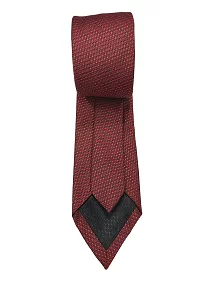 Ultra-Premium Silk Necktie for Men Matching Cufflinks with a Pocket Square -Maroon Color, Self Design