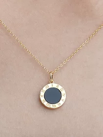Roman Numerals and Love Circle Pendant Chain