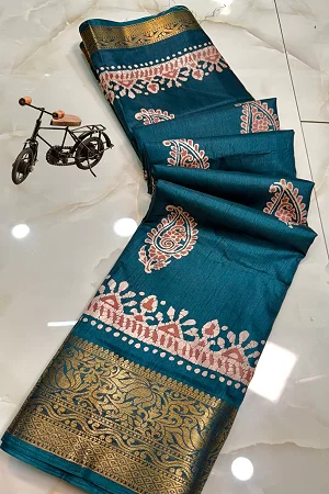 PREMIUM QUALITY PURE MAHESWARI SILK BLOCK PRINT