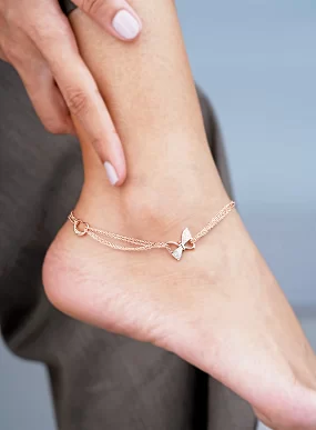 Heart & Butterfly Multi Layer Double Anklet