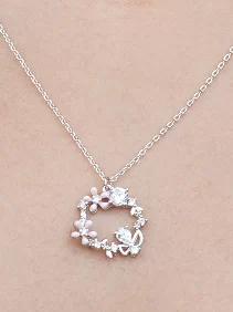 Spring Floral Circle  Pendant Chain
